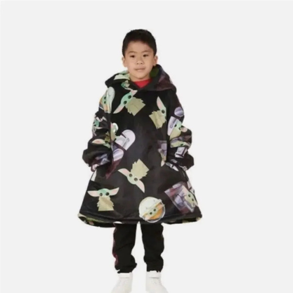 #14 Star Wars Kids Oversized Hoodie Baby Yoda Grogu Mandalorian - Picture 3 of 9